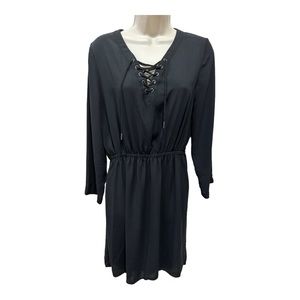 ⭐️ Black lace V-neck dress / Midi / Size S / A-line / adjustable sleeves ⭐️